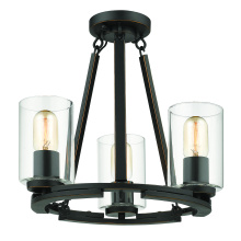 Golden 7041-SF BLK-CLR - Wry Lighting Monroe 3-light Semi-Flush in Matte Black